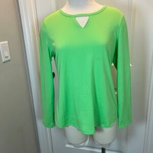 Reel Legends Women Lime Green Performance Long Sleeve Active Top M Sporty